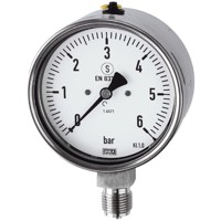 Produktbild von RIEGLER® - Manometer, Edelstahl, Sicherh., G 1/4" radial unten, 0-60,0 bar, Ø 6