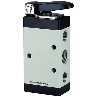 Produktbild von RIEGLER® - 5/2-Wegeventil, manuell betätigt, »M5«, kurzer Hebel, G 1/8"