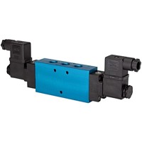 Produktbild von RIEGLER® - 5/2-Wegeventil beidseitig elektromagnetisch, bistabil G 1/4" 24VDC