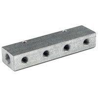 Produktbild von RIEGLER® - Verteilerleiste, Abgänge einseitig, Eingang 2x 1/2", Ausgang 4x 1/4"