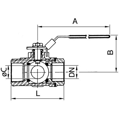 Produktbild von RIEGLER® - 3-Wege-Kugelhahn, T-Bohrung, Edelstahl 1.4408, G 1.1/4", DN 32