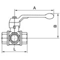 Produktbild von RIEGLER® - 3-Wege-Kugelhahn, T-Bohrung, Standardausführung, Messing vernickelt,