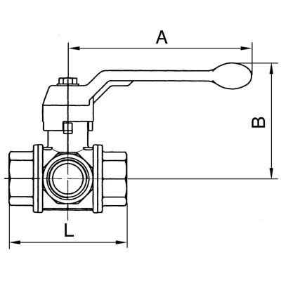 Produktbild von RIEGLER® - 3-Wege-Kugelhahn, T-Bohrung, Standardausführung, Messing vernickelt,