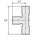 Produktbild von RIEGLER® - T-Steckverschraubung L-Form »metallica«, drehbar, G 1/4" A Ø 6mm