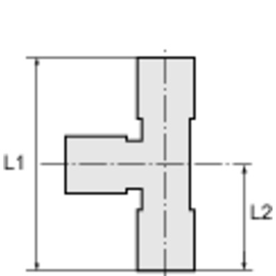 Produktbild von RIEGLER® - T-Steckverschraubung »Blaue Serie«, L-Form, drehbar, R 3/8" A, Ø16mm