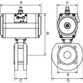 Produktbild von RIEGLER® - <p>Kompaktflansch-Kuha, pneu. Stellantr., doppeltwirkend, ES, DN 100