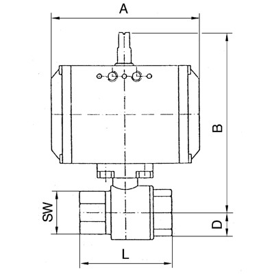 Produktbild von RIEGLER® - Messingkugelhahn, pneumatischer Stellantrieb federöffnend, Rp 2"