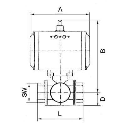 Produktbild von RIEGLER® - <p>ES-Kuha, pneumat. Stellantrieb doppeltwirkend, L-Bohrung, Rp 3/4<