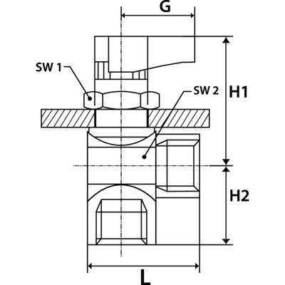 Produktbild von RIEGLER® - Winkel-Mini-Kugelhahn, Schalttafeleinbau, Messing verchromt, G 1/8" 