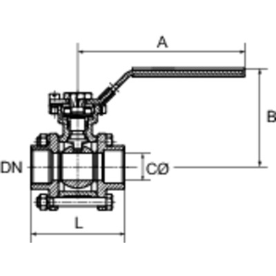 Produktbild von RIEGLER® - Edelstahlkugelhahn, 3-teilig, Baulänge nach DIN 3202-M3, G 1/4"