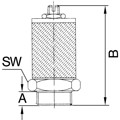 Produktbild von RIEGLER® - Schalldämpfer, Sinterbronce/Messing, Abluft einstellbar, R 1", SW 36