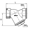 Produktbild von RIEGLER - Schmutzfänger, Rotguss, Rp 3/4", DN 20, MW 0,6mm