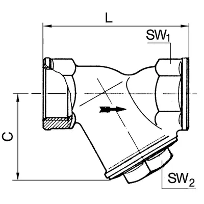 Produktbild von RIEGLER - Schmutzfänger, Rotguss, Rp 3/4", DN 20, MW 0,6mm