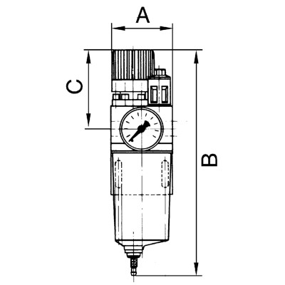 Produktbild von RIEGLER® - Kombi-Wartungseinheit, mit Schutzkorb, BG 1, G 3/8", 0,5 - 16 bar