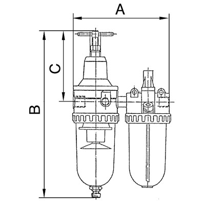 Produktbild von RIEGLER® - Wartungseinheit 2-teilig »Standard« mit Metallbehälter, BG 2, G 3/8"