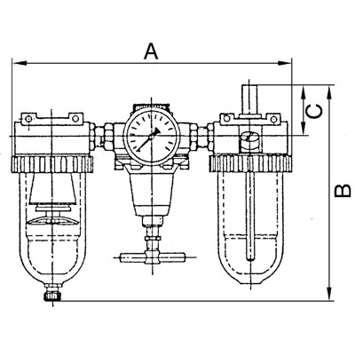 Produktbild von RIEGLER® - Wartungseinheit 3-teilig »Standard«, mit PC-Behälter, BG 4, G 1.1/2"