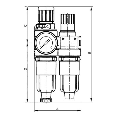 Produktbild von RIEGLER® - Wartungseinheit 2-teilig »multifix-mini«, mit PC-Behälter, G 1/8"