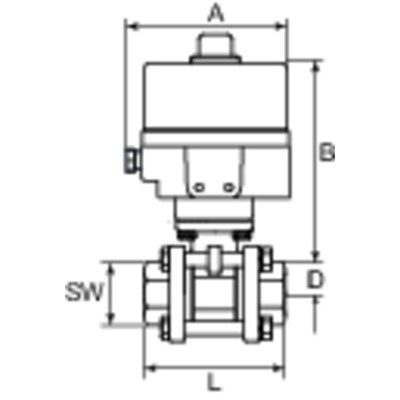 Produktbild von RIEGLER® - 2-Wege-Edelstahlkugelhahn, elektrischer Stellantrieb, 24 V DC, Rp 1/