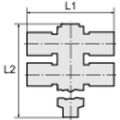 Produktbild von RIEGLER® - T-Mehrfachverteiler 4-fach »click-clock«, drehbar, G 1/4" A Ø 8mm