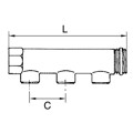 Produktbild von RIEGLER® - Verteilerrohr, 2 Abgänge, Eingang 2x 1.1/4", Ausgang 2x 1/2" A, Mess