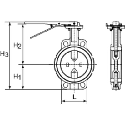 Produktbild von RIEGLER® - Zwischenflansch-Absperrklappe, Handhebel, DN 100