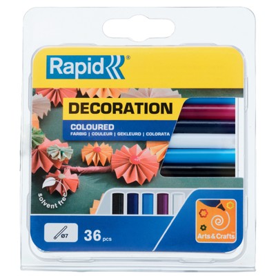 Produktbild von Rapid® - Klebesticks farbig - Klassik ø7 x 90mm 36er Pack, 5001363