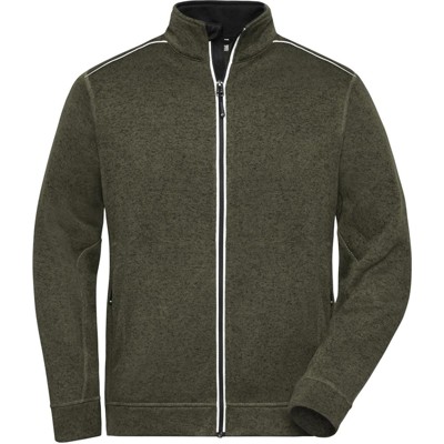 Produktbild von James & Nicholson - Herren Workwear Melange-Fleecejacke JN898, oliv-melange/sch