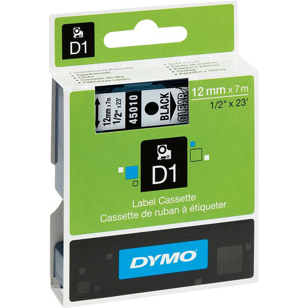 DYMO® Schriftbandkassette D1 S0720530 12mm x 7m schwarz auf weiß Produktbild img1 L