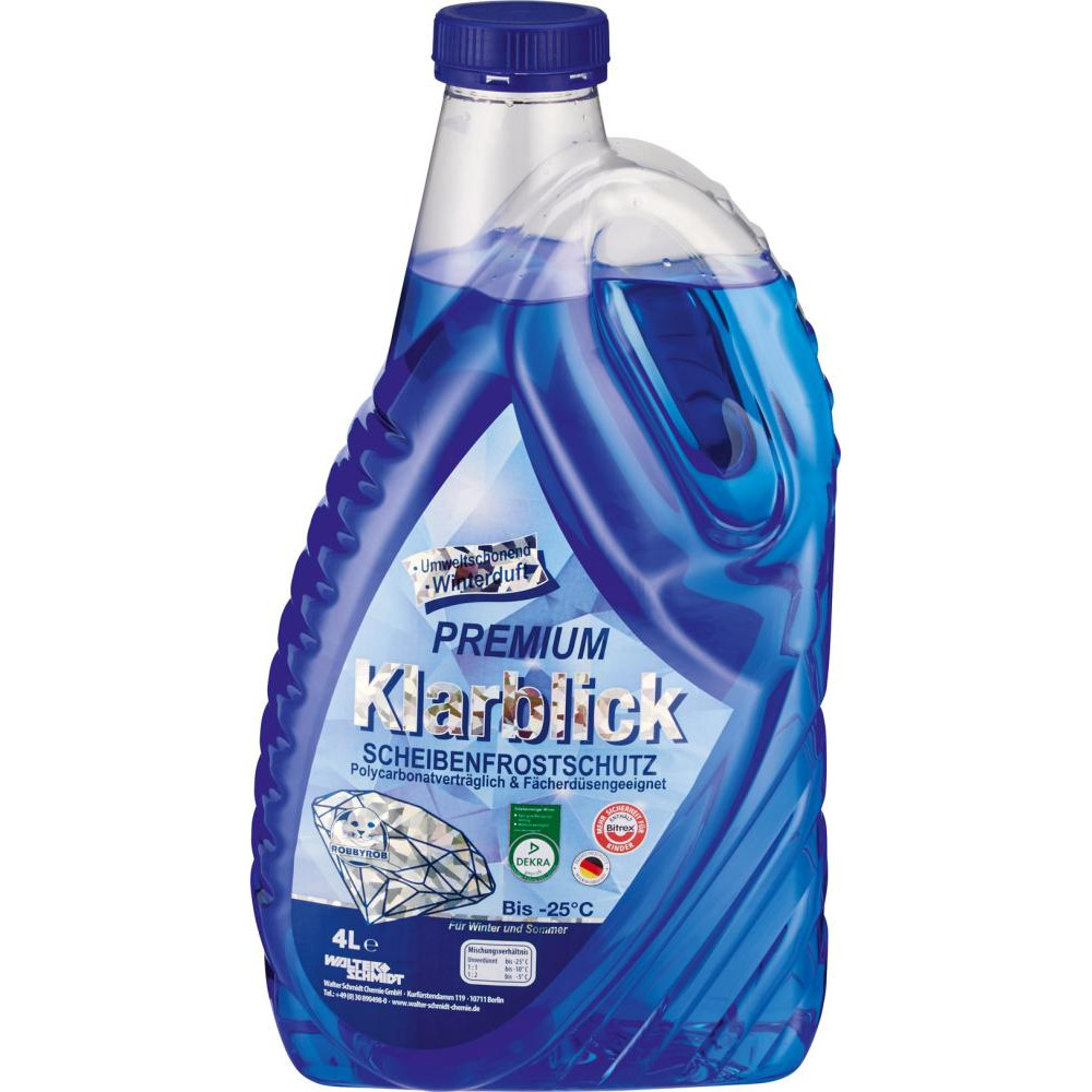 ROBBYROB Scheibenfrostschutz Klarblick Premium Konzentrat bis -25° Celsius 4L Flasche Produktbild img1 L