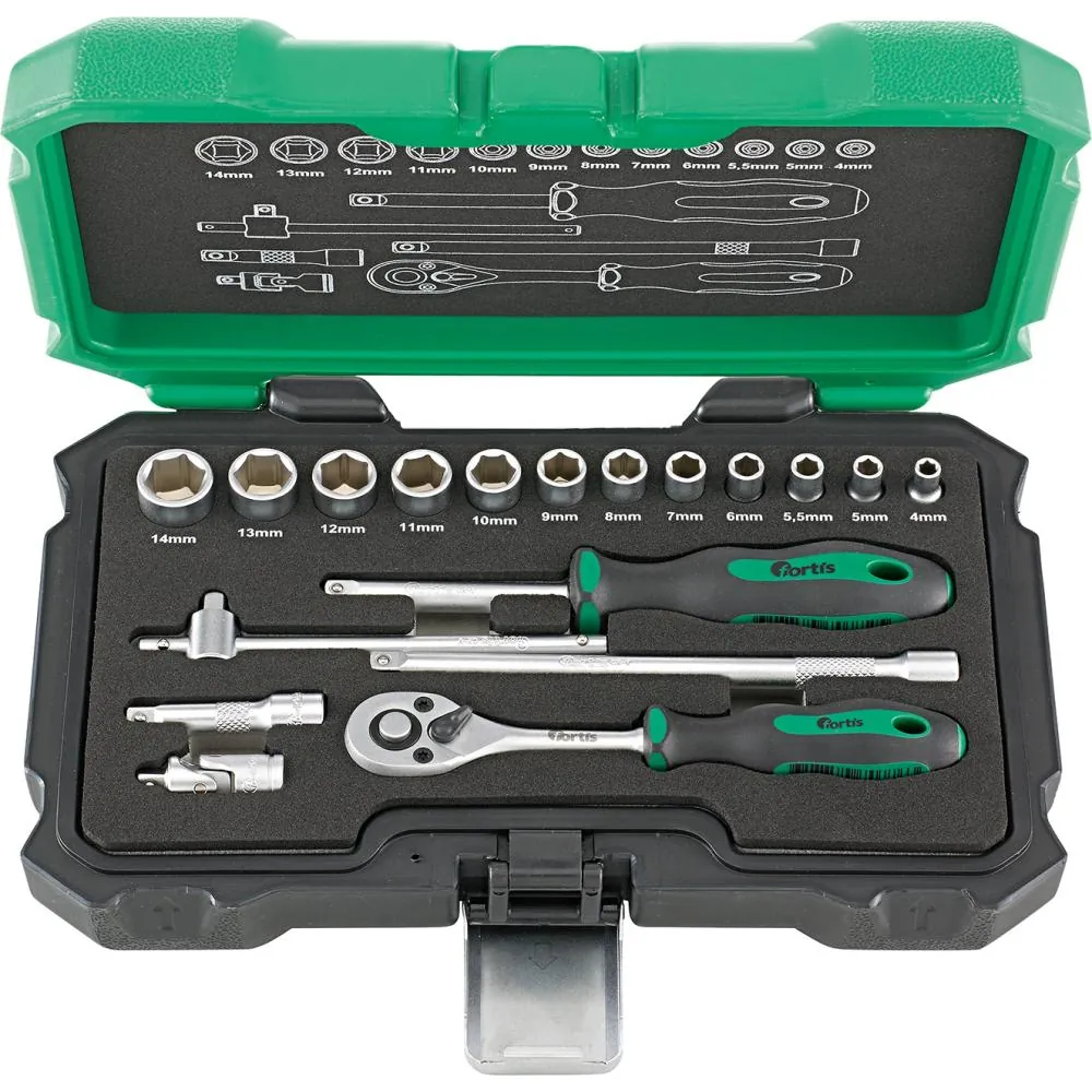 FORTIS Steckschlüssel-Garnitur 1/4" 18-teilig Produktbild img1 L