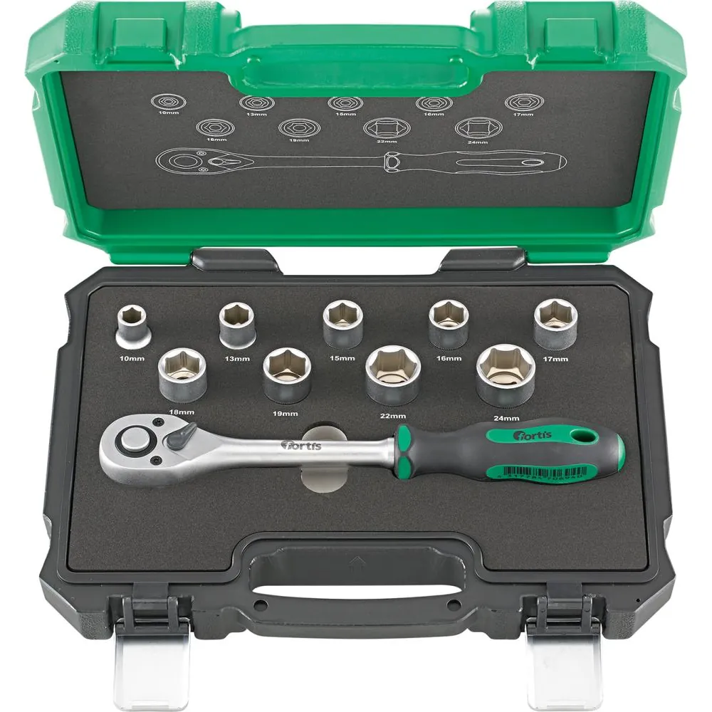 FORTIS Steckschlüssel-Garnitur 1/2" 10-teilig Produktbild img2 L