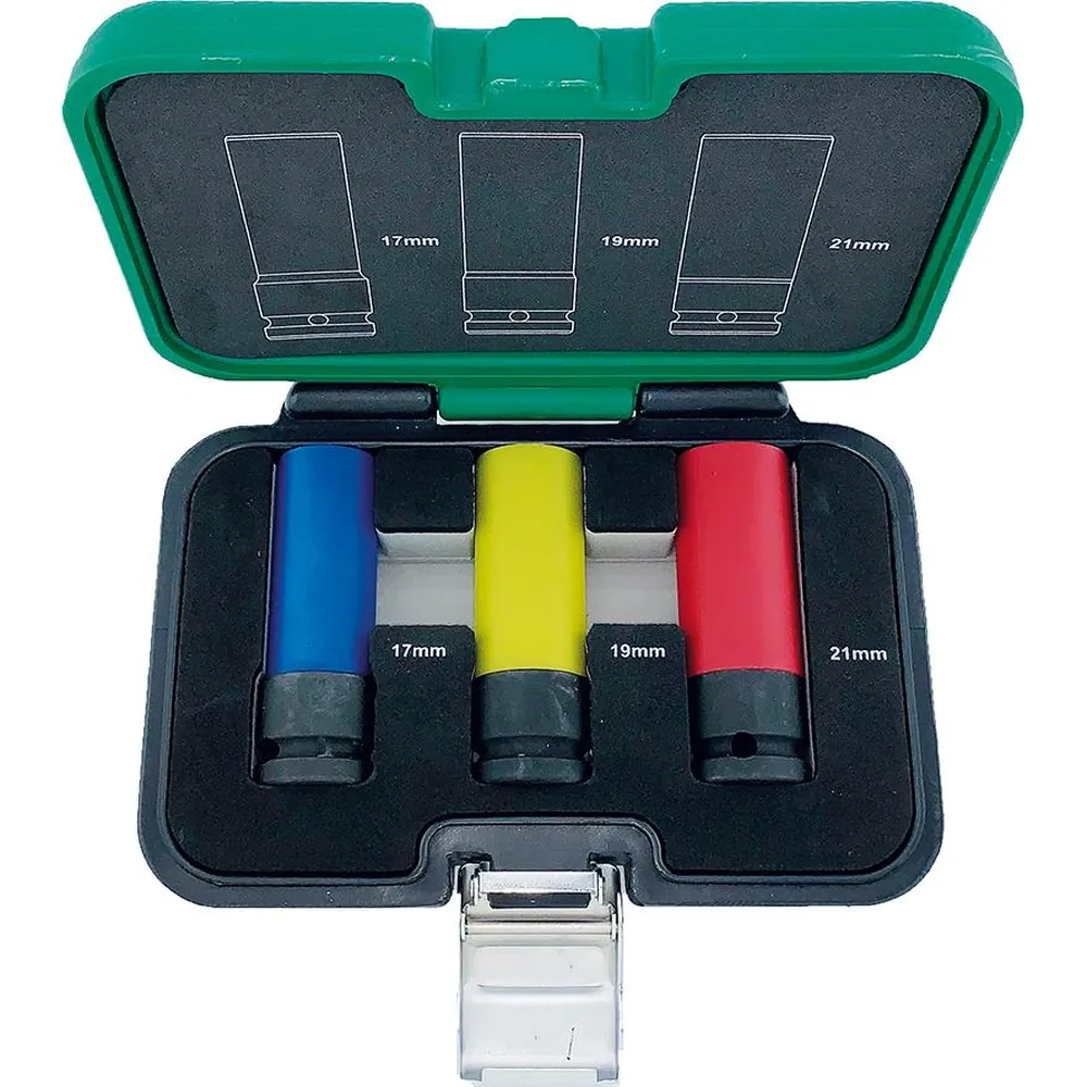 FORTIS Kraft-Steckschlüsseleinsatz-Satz mit Hülse 1/2" 3-teilig Produktbild img2 L