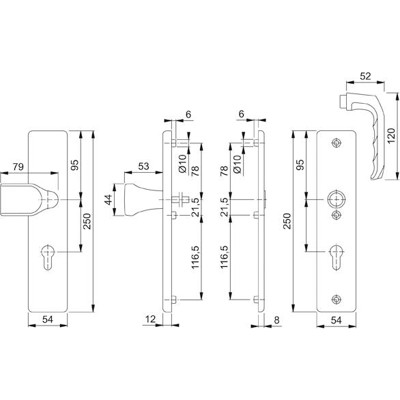 Produktbild von HOPPE® - SI-WSG 78G/2221/2410/113,LS eck.,12mm,ES1/PZ 72/8,F2,TS 41-46