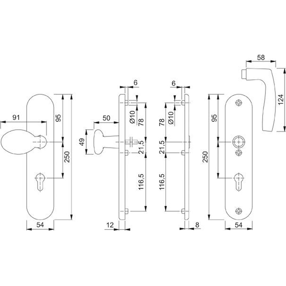 HOPPE® SI-WSG 76G/3331/3410/1515,LS ov.,12mm,ES1/PZ 72/8,F1,TS 41-46 Produktbild img1 L