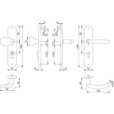 Produktbild von HOPPE® - SI-WSG E86G/3331/3310/1430Z,LS ov.,12mm,ES1/PZ 72/8,F69,TS 37-42