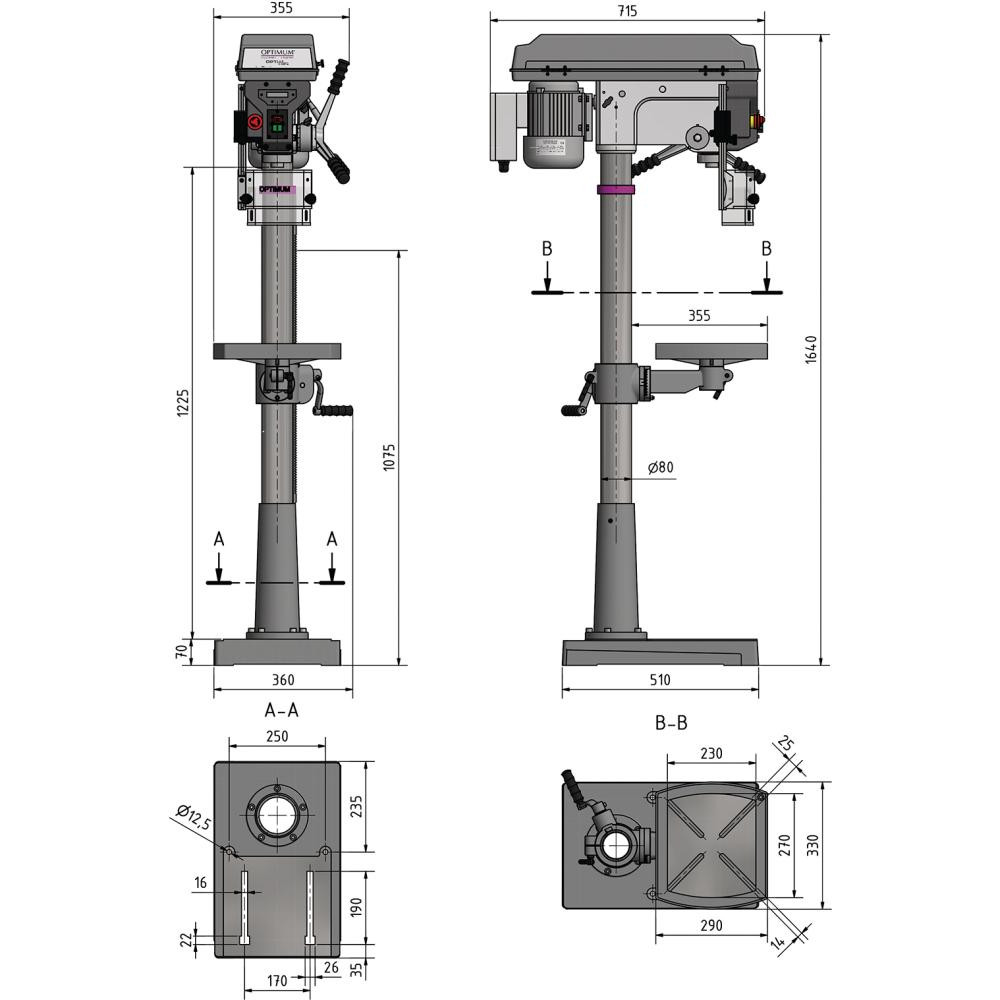 OPTIMUM® Tischbohrmaschine 400V OPTIdrill D23Pro Produktbild img2 L