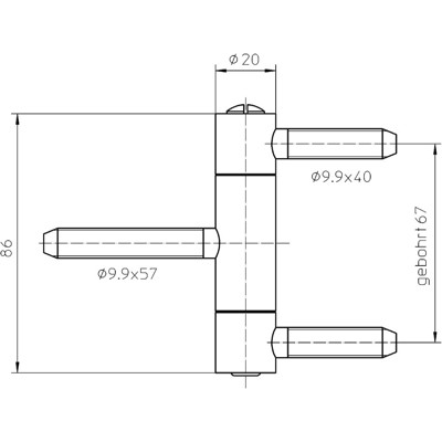 Produktbild von SIMONSWERK - Einbohrband C 1-20 WF MSTS,3tlg.,20mm,braun