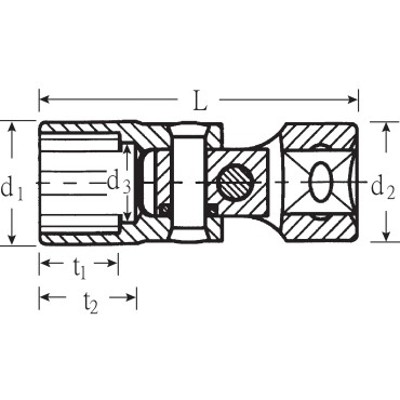 Produktbild von STAHLWILLE® - 3/8" (10mm) Gelenk-Steckschlüsseleinsatz SW.16mm L.51,5mm