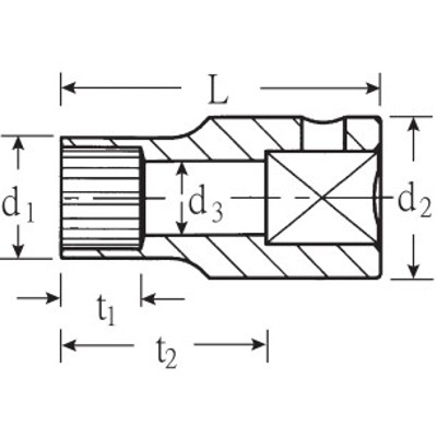 Produktbild von STAHLWILLE® - 1/2" (12,5mm) Steckschlüsseleinsatz Spline SW.3/8" L.38mm