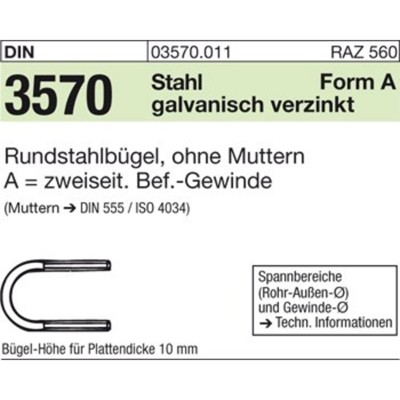 Produktbild von null - Rohrschelle Rundstahlbügel DIN 3570 Stahl verzinkt ø332mm NW 300 M20