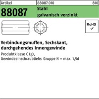 Produktbild von null - Verbindungsmuffe 6-kant ART 88087 M10 x 30 SW 17 gal Zn S