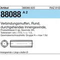 Produktbild von NOBRAND - Verbindungsmuffe ART 88088 rund M8 x 25 x 11 Stahl, gal Zn S