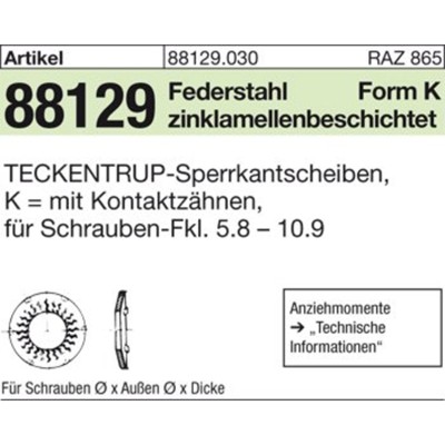 Produktbild von NOBRAND - ART 88129 TECKENTRUP-Sperrkantscheiben m. Kz. C 60 flZnnc SKK 12 flZn