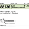Produktbild von NOBRAND - ART 88136 Gewindeösen Stahl Typ 48 M 4 x 20 galv. verzinkt gal Zn S