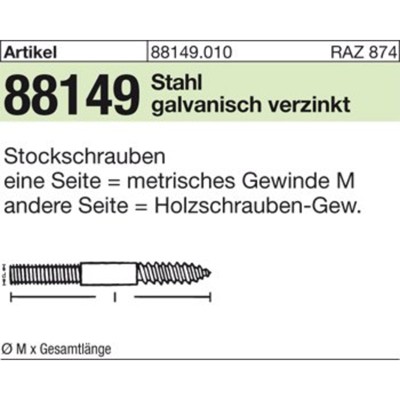 Produktbild von null - ART 88149 Stockschrauben A 2 Typ 23E M 6 x 50 A 2 S