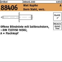 Produktbild von null - Blindniete ART 88406 Cu/Stahl verzinkt FLAKO A 4 x 8 S