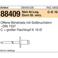 Produktbild von null - ART 88409 Blindniete Alu/St. verz. FLAKO K 16 4,8 x 8 S