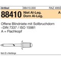 Produktbild von null - Blindniete ART 88410 Alu/Alu Dorn FLAKO 3,2 x 6,1 S