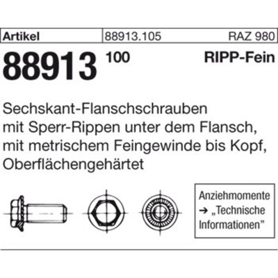Produktbild von NOBRAND - Sechskantschrauben mit Sperrrippen, Kl. 100 M8 x 20 gal Zn S