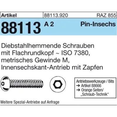 Produktbild von NOBRAND - Sicherheitsschrauben ART 88113 ISO 7380 M4 x 12 Innensechskant m. Zap